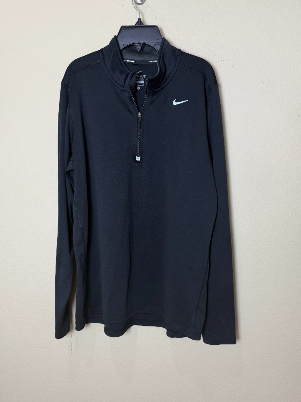 Nike Running Men's Dri Fit 1/2 Zip Black Long Sleeve Pullover Top Size Large